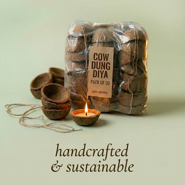 Dia COW DUNG DIYA (PACK OF 30) Cow Dung (Pack of 30) Table Diya Set