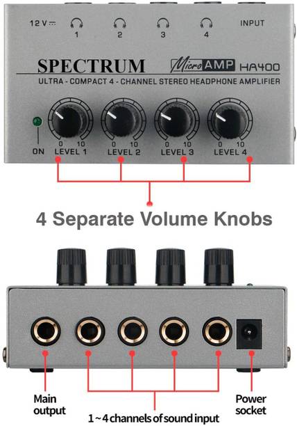 KH Headphone Amplifier 4 Ch Channel Metal Audio Stereo Amplifier 1 Portable Headphone Amplifier