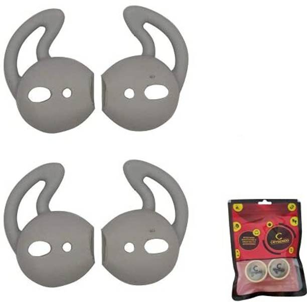 Crysendo Compatible with AirPods | Silicone Earbuds Eartips Earhooks (2 Pairs | Grey) Over The Ear Headphone Cushion
