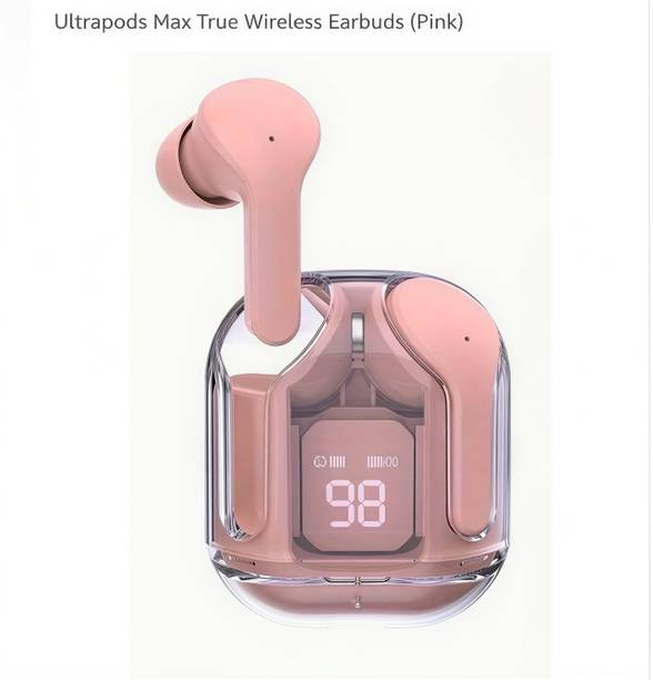 Kronixa Ultrapods Max TWS Bluetooth Earbuds- Bluetooth Headset (Pink, In the Ear) Bluetooth