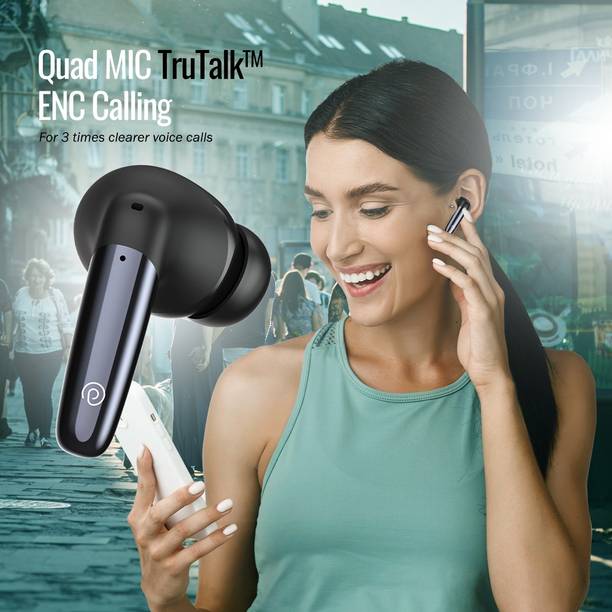 PTron Zenbuds Ultima In-Ear 35dB ANC Earbuds with Quad Mic ENC Calls, 50H Playtime Bluetooth Headset