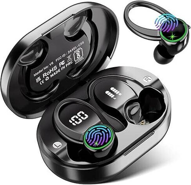 Edyell V5 Earphones with Earhooks,Wireless Earbuds with NoiseCancellingMic,50H Playback Bluetooth