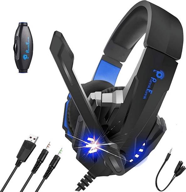 PunnkFunnk K20 Headset, Over Ear Headphones with Mic Wired Gaming