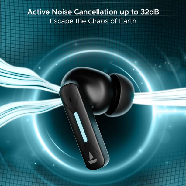 boAt Immortal Airspeed Pro w/ Active Noise Cancellation, Beast Mode & 40 HRS Playback Bluetooth Headset  (Black Sabre, True Wireless)