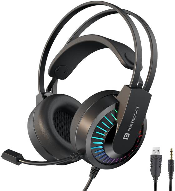 Portronics RAVN Premium Wired Over Ear Gaming Headphone With Boom Mic,Soft Head support Wired