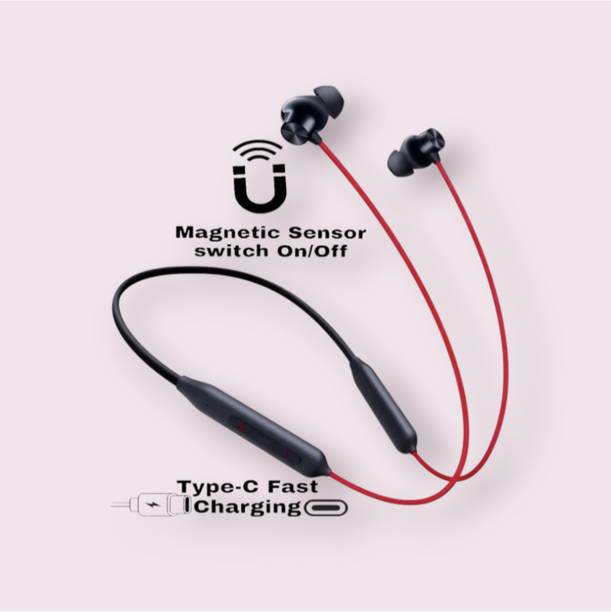 house of common Wireless Neckband, 58Hrs Playtime, Double EQ Mode, Fast Charging_RD Bluetooth & Wired