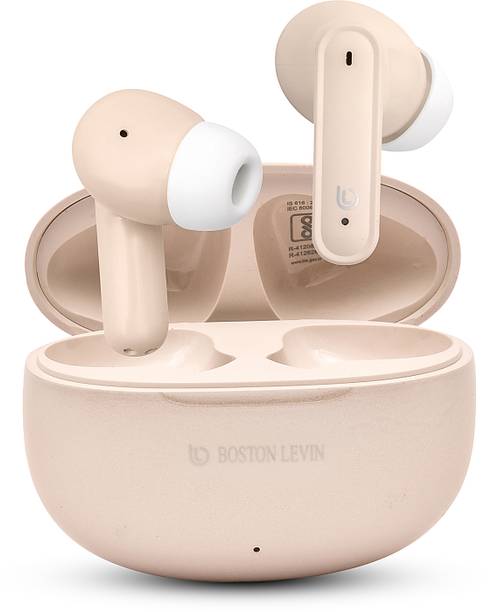 Boston Levin ProPods-Gen3.1,BT 5.3,ENC,50ms LowLatancy,T-C Charging,IPX5,Upto40H Pytime White Bluetooth