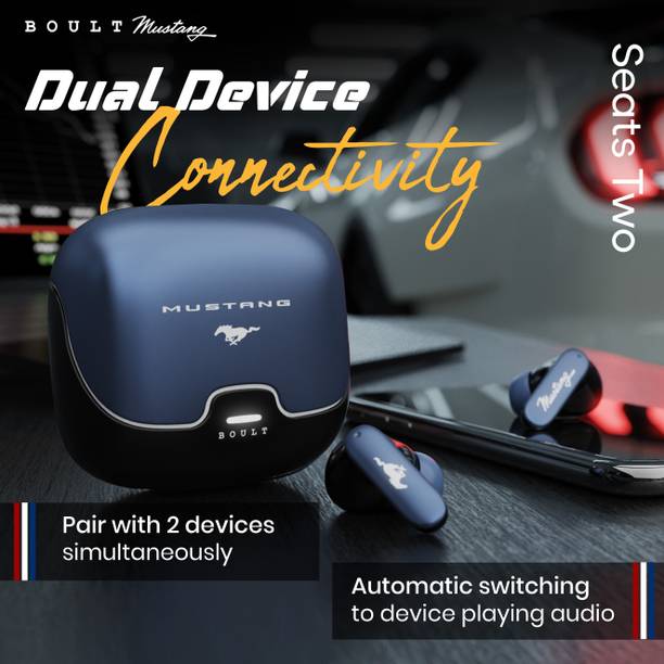 Boult Mustang Derby with 100 Hrs Battery, App Support, Dual Pairing, 4 Mic ENC, 5.4v Bluetooth Headset  (Derby, In the Ear)