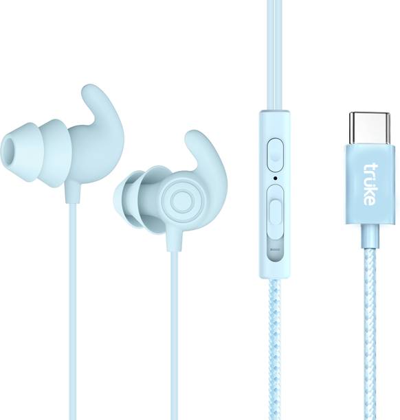 truke Bass S3 Sleeping-Friendly Type-C Wired Earphones w/ Mic, 13mm Driver,Tangle-Free Wired