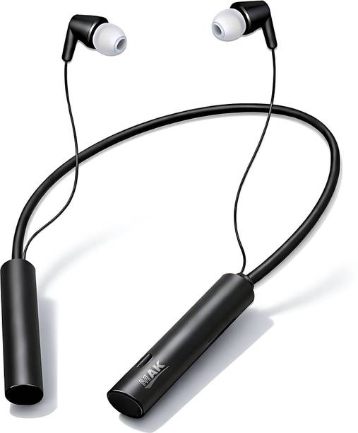 MAK Elevate Wireless Neckband 12mm Bass Fast Type C Charging Black Bluetooth