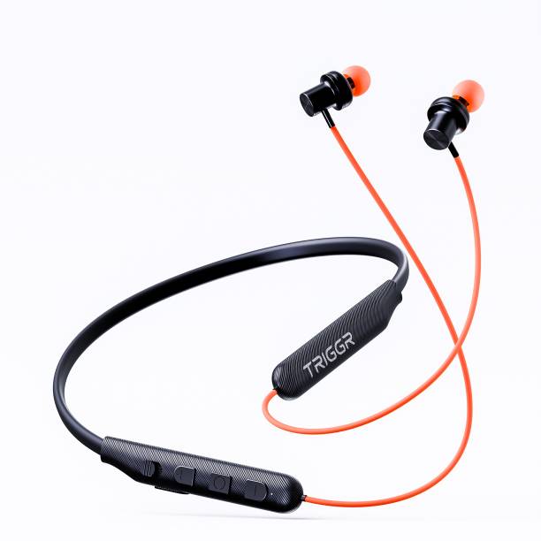 TRIGGR Bassplugs 100 Neckband, Dedicated Switch, 40H Battery, Dual Pairing, Fast Charge Bluetooth Headset