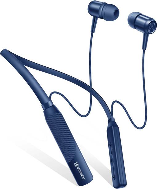 NITRAMAX Bluetooth Neckband Earphones, Blue, 20 Hour Playtime,Bluetooth 5.4 V Bluetooth