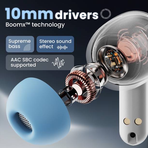 Boult K10 50H Battery, 4 Mic ENC, 45ms Low Latency, Dual Master, Touch Control, 5.4v Bluetooth  (Blue Ice, True Wireless)