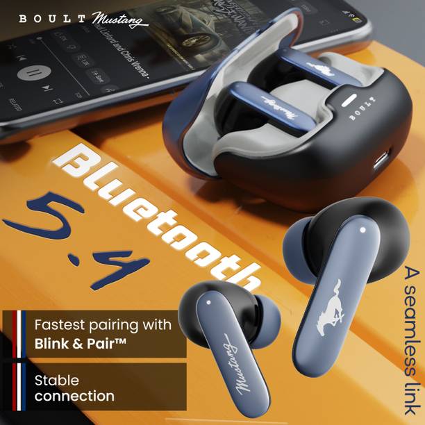 Boult Mustang Derby with 100 Hrs Battery, App Support, Dual Pairing, 4 Mic ENC, 5.4v Bluetooth Headset  (Derby, In the Ear)