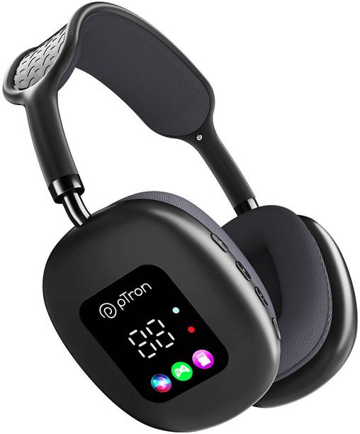 PTron Studio Pixel w/ 70hrs Playtime, AI-ENC Calls, 40mm Drivers, RGB Display, BTv5.3 Bluetooth & Wired