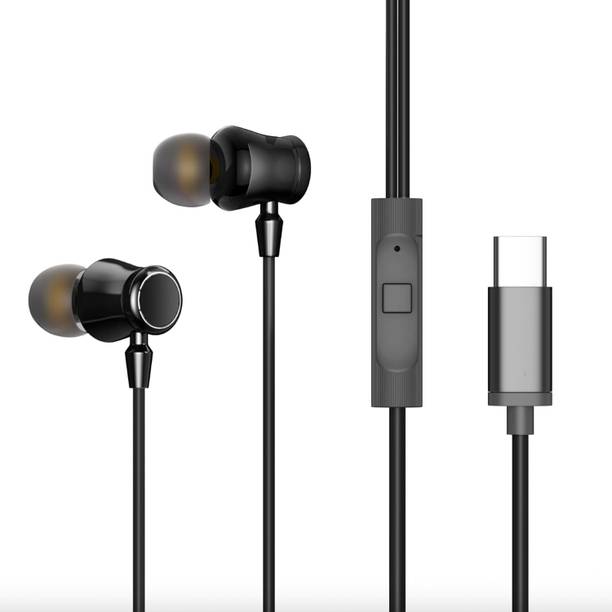 Velmi Wired Type C Headphones with Mic | Deep Bass, Volume Control, Sweat Resistant Wired
