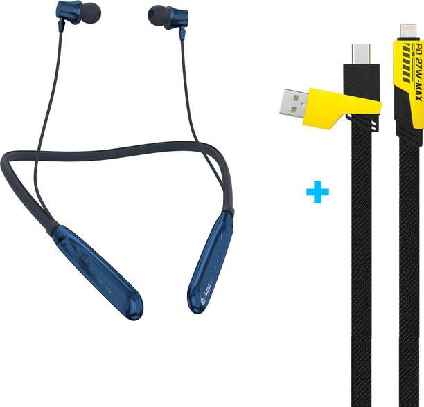 Aroma C16-NB119 Titanium Pro Upto 100H,ENC Neckband+UC720,4in1 65W Fast Charging Cable Bluetooth