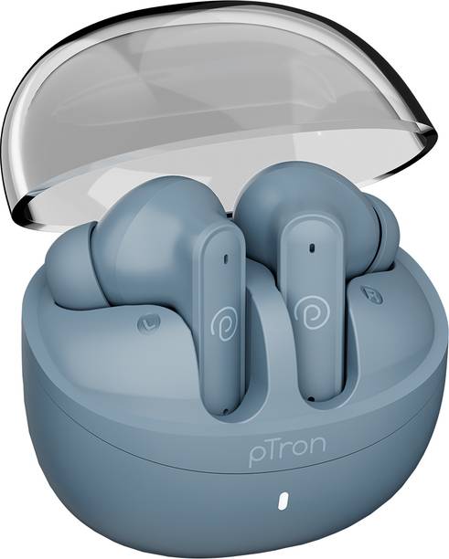 PTron Bassbuds Indie w/ AI-ENC Clear Calls, 45hrs Playtime, Custom EQ, App Support Bluetooth