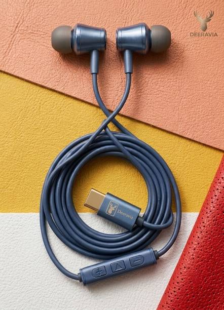 Deeravia Type-C Earphone|ENC Mic| Premium Earphone| Magnetized Buds pro Phantom Blue RDX Wired