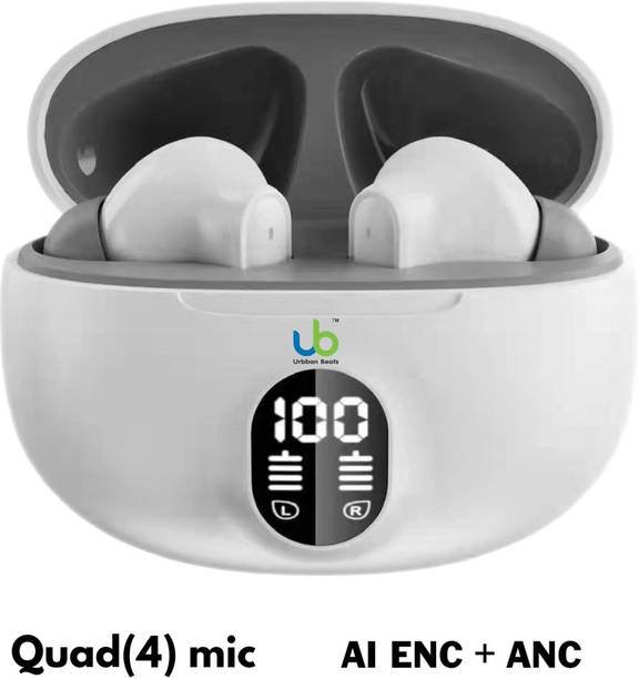 URBANBEATS Zoe Quadmic Earbuds|AIENC+ANC|3D sound|ASAPcharge|Low latency|AI generation 5.4V Bluetooth