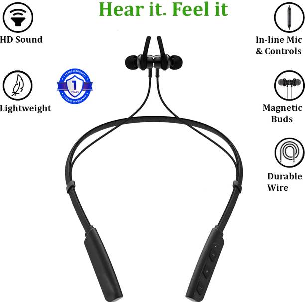 Worricow BT 5.0 Wireless Neckband with ENC for Calling, 24H Playtime, Dual Pairing Bluetooth