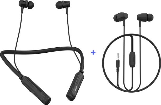 Aroma Combo 42 NB124 Avenger 100H* Neckband + HF510 3.5mm Wired Earphone With Mic Bluetooth