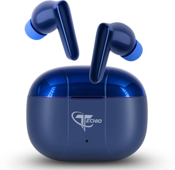 TECHIO NoiseFree Quad-Mic ENC Earbuds, 40Hr Backup, , Low Latency Gaming Bluetooth