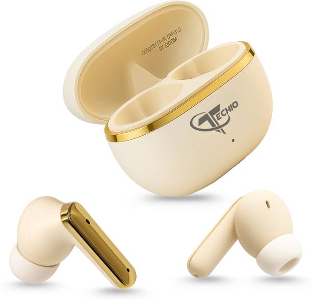 TECHIO PureBass Max Earbuds, 40Hr Playback, ENC, ENC Calling Bluetooth