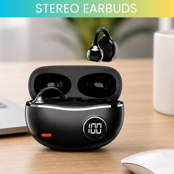 FRONY TWS Bluetooth Earbuds With Digital Display, Secure Ear Clip and Deep BassXR486 Bluetooth