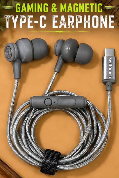 ZedPunch Gaming Type-C Wired Magnetic Earphones With Mic & 1 Button Control USB-C Devices Wired Gaming