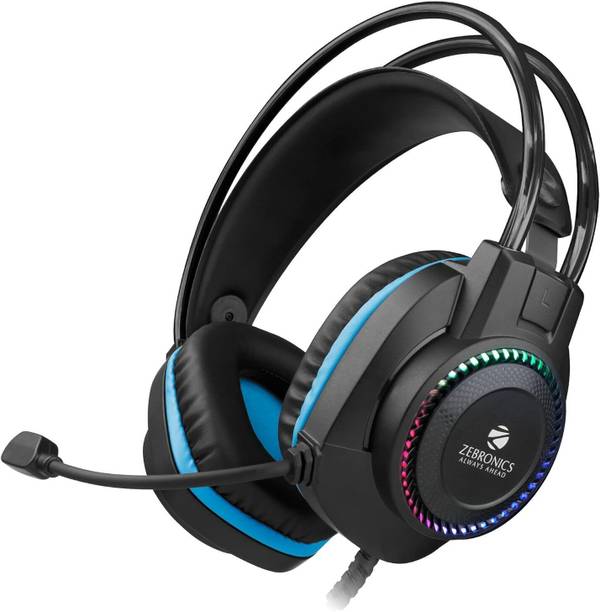 ZEBRONICS Zeb-Jet� Premium Headphone,LED Headband,Suspension Design, 2 mtr 3.5mm+USB Wired Gaming