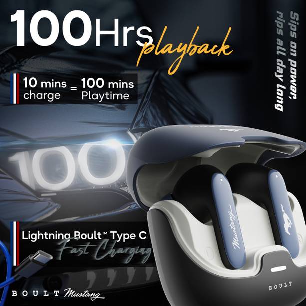 Boult Mustang Derby with 100 Hrs Battery, App Support, Dual Pairing, 4 Mic ENC, 5.4v Bluetooth Headset  (Derby, In the Ear)