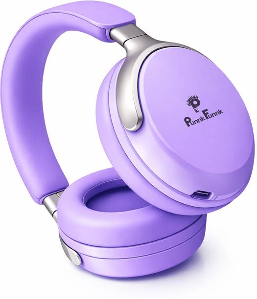 PunnkFunnk SuperBass with 70Hr Playtime Wireless Headpone & Mic, Foldable Design, Aux Bluetooth