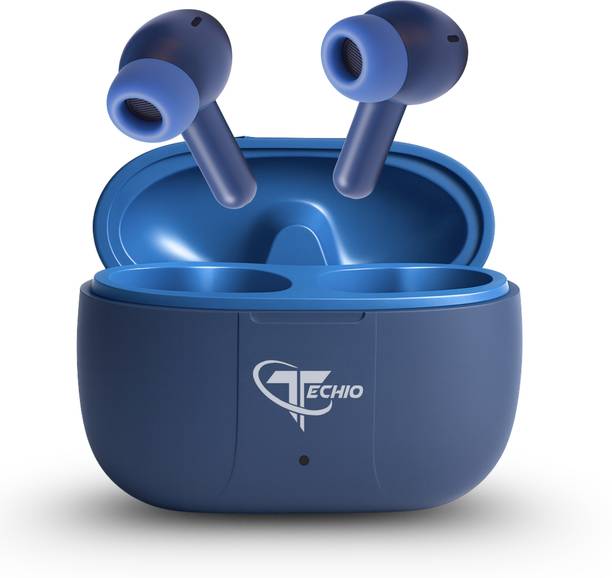 TECHIO NoiseGuard ENC Earbuds, 40Hr Playback, 13mm Drivers, Touch Control Bluetooth
