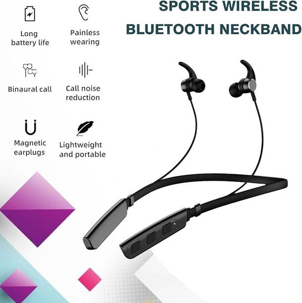 Worricow Newly Wireless Neckband with ENC for Calling, 24H Playtime,BT 5.0 Dual Pairing Bluetooth without Mic