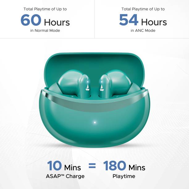 boAt Airdopes 131 Elite ANC w/ 60 HRS Playback, ANC, 13mm Drivers & Transparency Mode Bluetooth Headset  (Active Teal, True Wireless)