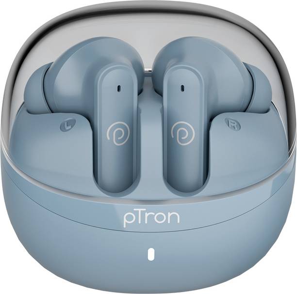 PTron Bassbuds Indie w/ AI-ENC Clear Calls, 45hrs Playtime, Custom EQ, App Support Bluetooth
