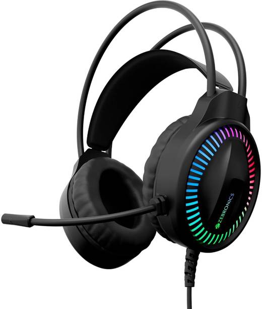 ZEBRONICS Zeb-Blitz C Dolby Atmos Premium Headphone, Flexible Mic,Type-C, RGB, Lightweight Wired Gaming