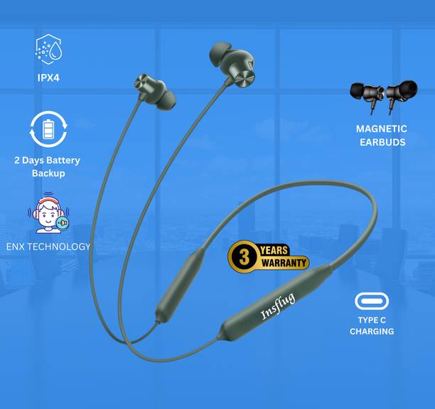 Insflug Sports Neckband engineered for fast charging support for all devices Bluetooth