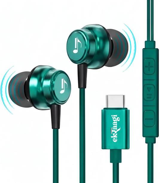 ekRaagi Pro Sonic Bass Type-C 13mm Magnetic Wired Earphone with Mic Premium Sound Wired