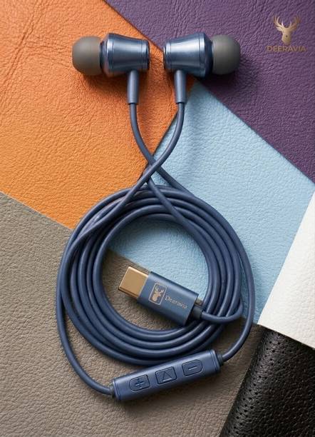Deeravia Type-C Earphone|ENC Mic| Premium Earphone| Magnetized Buds pro Phantom Blue RD Wired
