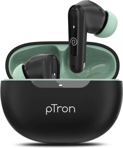 PTron Bassbuds Vibe w/ 50hrs Playtime, Mobile App, Clear Calls, 13mm Drivers, BT5.3 Bluetooth