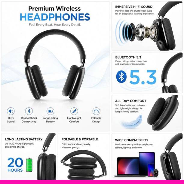 Ovista Wireless Bluetooth Headphones with Hi-Fi SoundOH365 Bluetooth without Mic