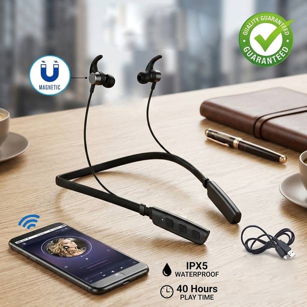 BAGATELLE Bluetooth Neckband with 10 mm Dynamic Bass,Upto 12 Hours Playback,Fast Charge Bluetooth