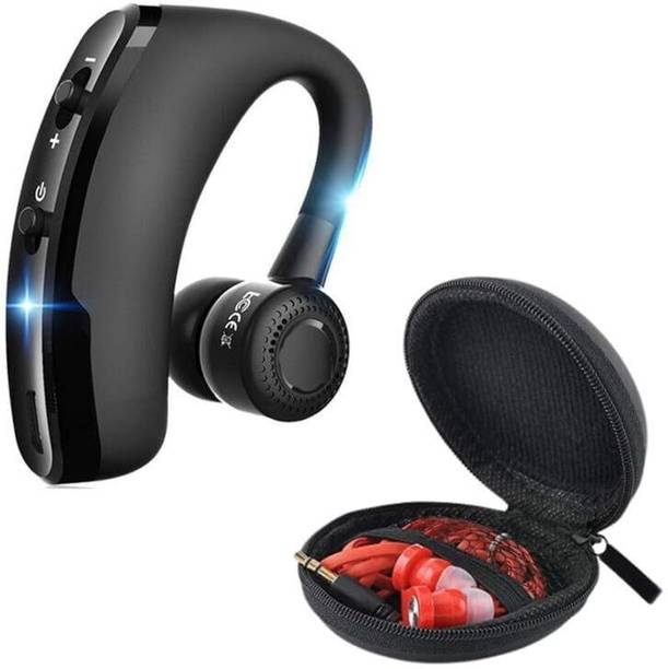 DRUMSTONE Combo C687 - V9 Single Ear BT 4.1 Headset & Mini Round Pouch Zipper Pocket Bluetooth