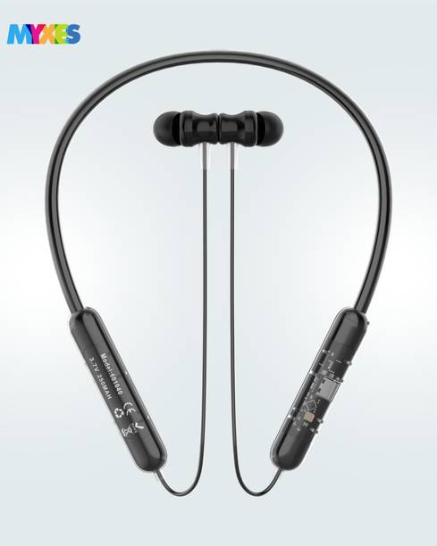 myxes Exclusive Transparent Design Neckband,4 Voice Modes Rich Bass, 35H playtime M42 Bluetooth