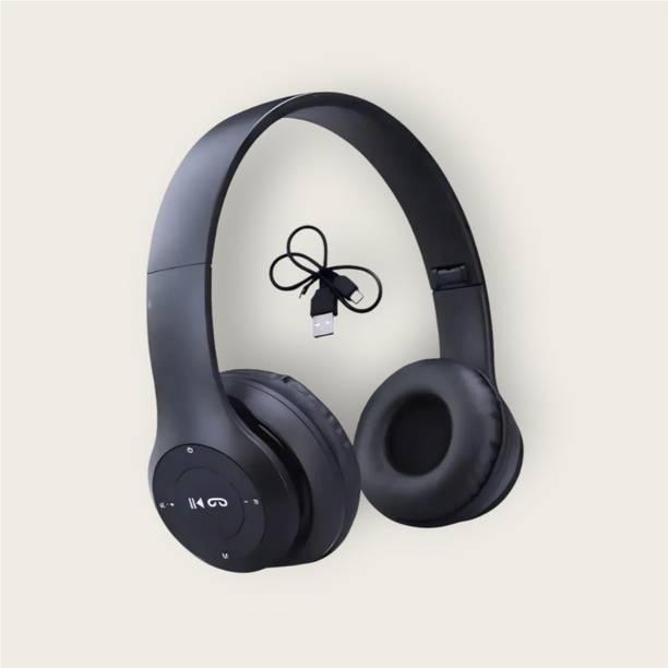 AIZINA Wireless Earphones with Mic & SD Card Support, Long Battery Duration_UV Bluetooth & Wired