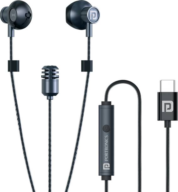 Portronics Conch One Type C Wired Earphone With in-Built Karaoke Mic,Deep Bass Wired