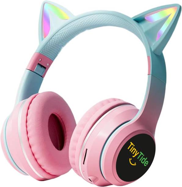 TinyTide Kids Headphones For Girls/Boys, Cat Kids Bluetooth, Kids Wireless Headphones Bluetooth & Wired