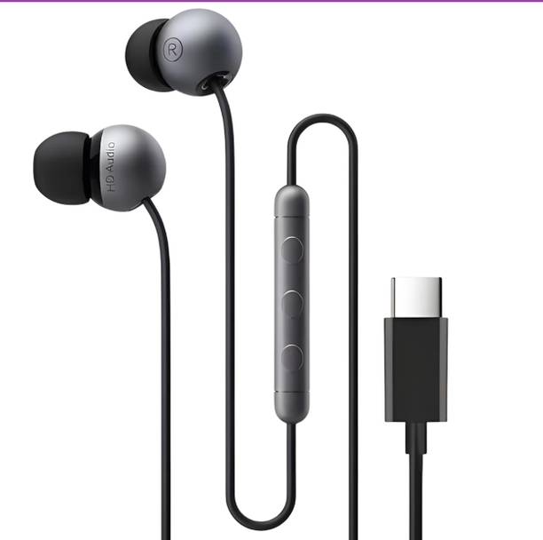 qoviq original Type-C Wired Earphones With Dual Magnetic Dynamic Drivers And In-Line Mic Wired